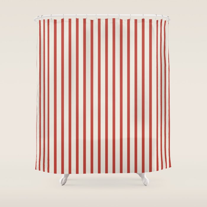 Red And Cream Striped Shower Curtain Gallery Image 1
