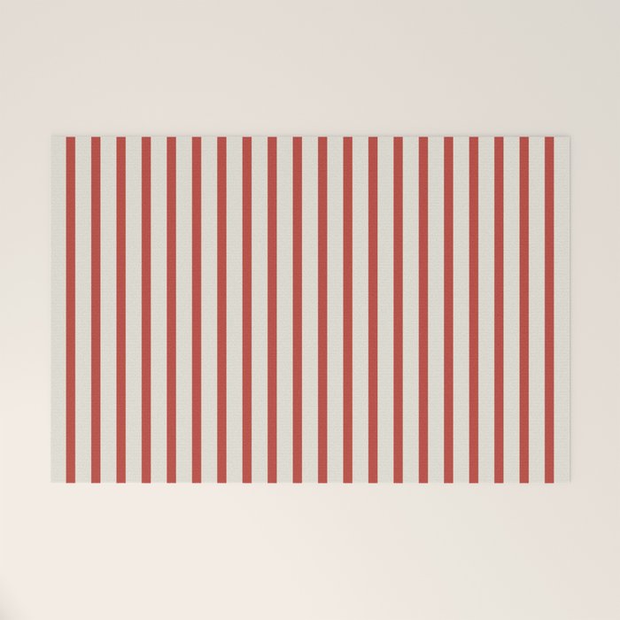 Red And Cream Striped Welcome Mat Gallery Image 1