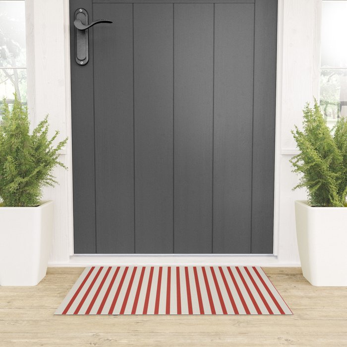 Red And Cream Striped Welcome Mat Gallery Image 3