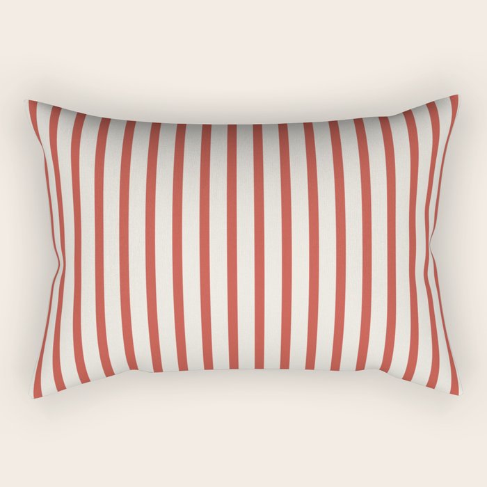 Red And Cream Striped Rectangular Pillow Gallery Image 1