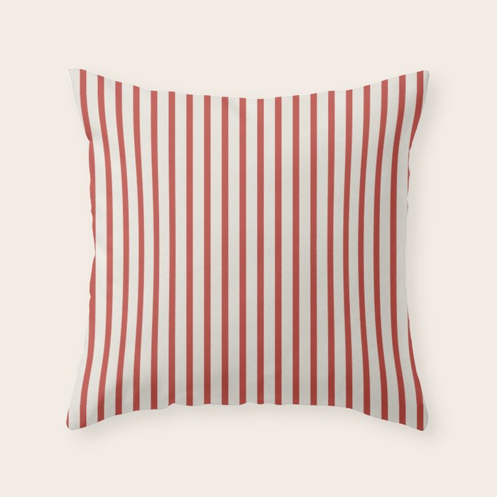 Red And Cream Striped Throw Pillow Gallery Image 6