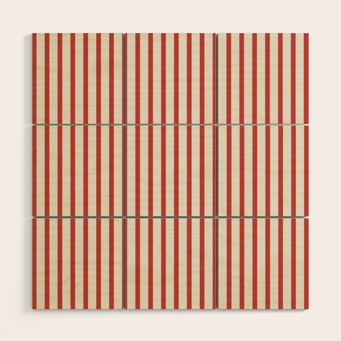 Red And Cream Striped Wood Wall Art Gallery Image 1