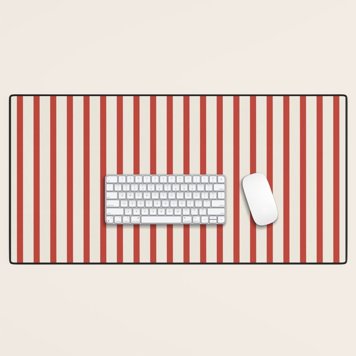 Red And Cream Striped Desk Mat Gallery Image 1