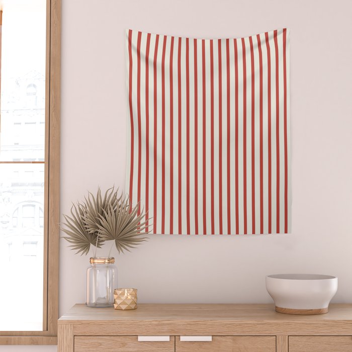 Red And Cream Striped Wall Tapestry Gallery Image 2