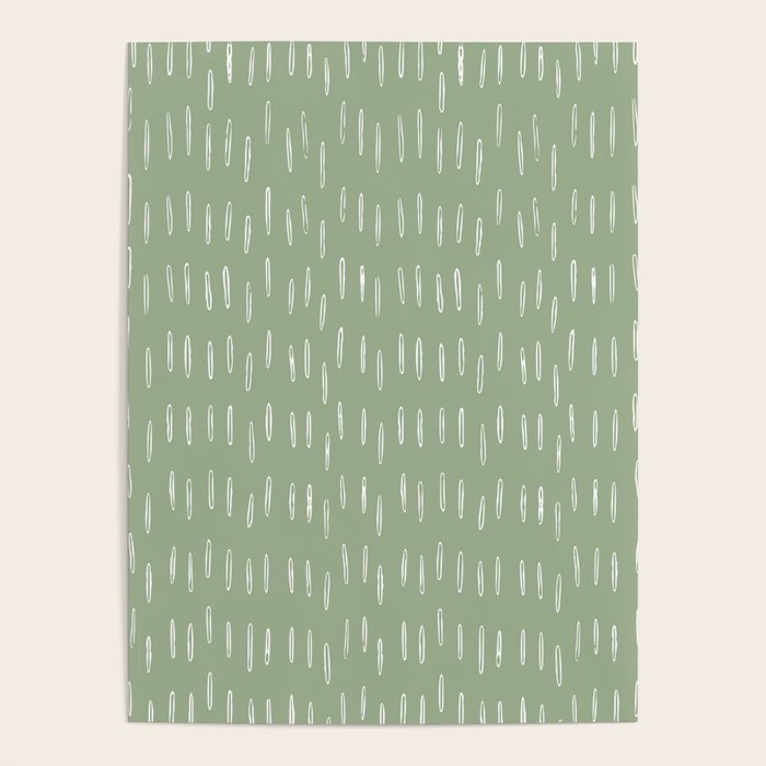 Raindrop Boho Abstract Pattern, Sage Green Poster Gallery Image 4