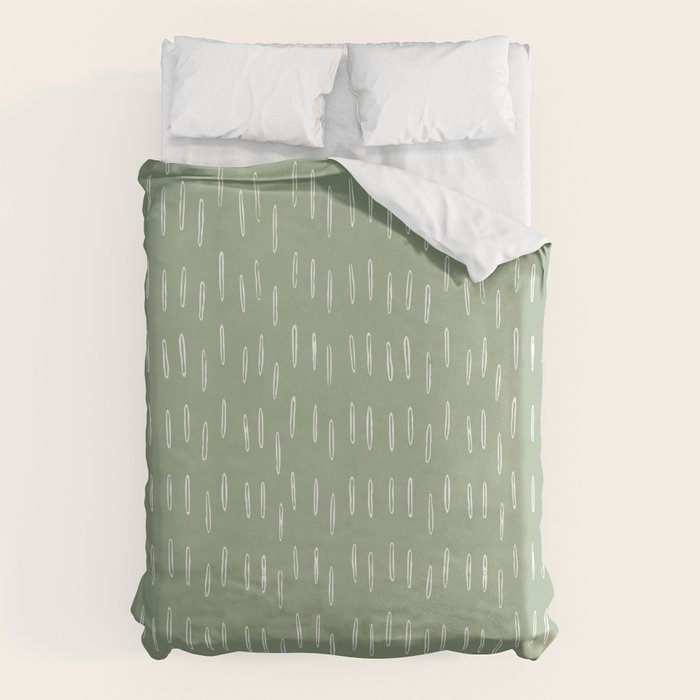 Raindrop Boho Abstract Pattern, Sage Green Duvet Cover Gallery Image 6