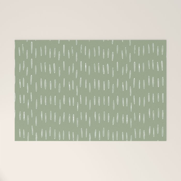 Raindrop Boho Abstract Pattern, Sage Green Welcome Mat Gallery Image 1