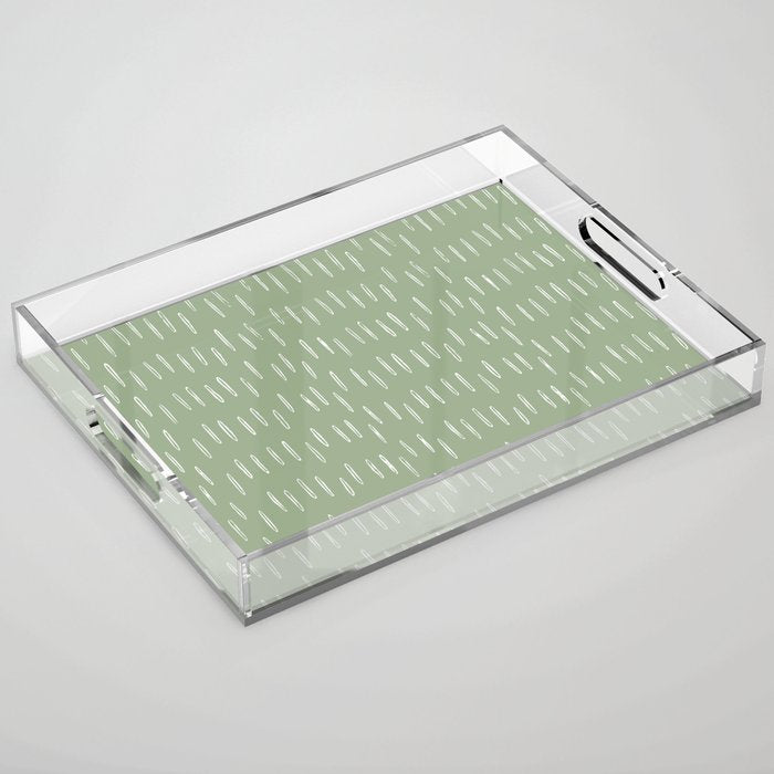 Raindrop Boho Abstract Pattern, Sage Green Acrylic Tray Gallery Image 1