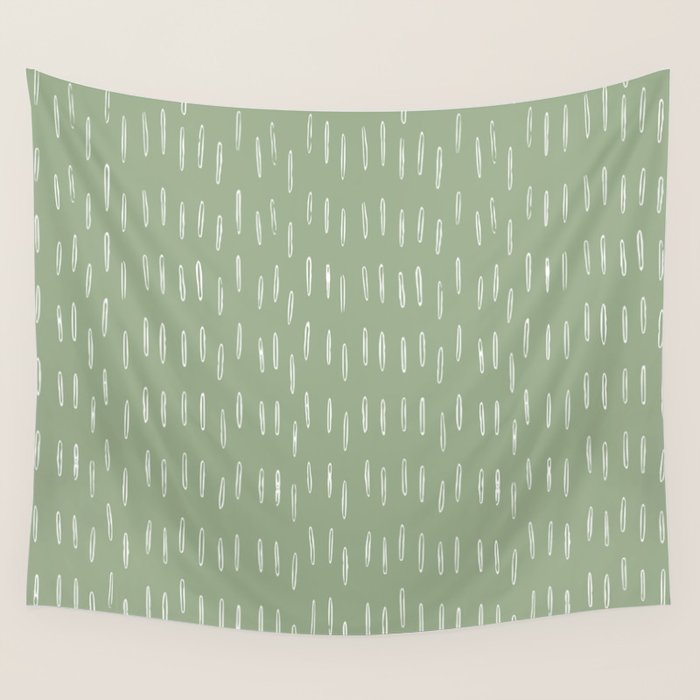 Raindrop Boho Abstract Pattern, Sage Green Wall Tapestry Gallery Image 4