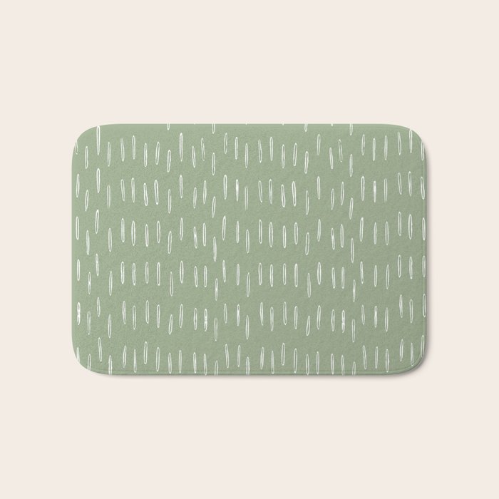 Raindrop Boho Abstract Pattern, Sage Green Bath Mat Gallery Image 1