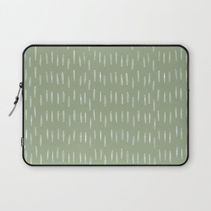Raindrop Boho Abstract Pattern, Sage Green Laptop Sleeve Gallery Image 1
