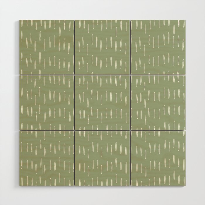 Raindrop Boho Abstract Pattern, Sage Green Wood Wall Art Gallery Image 1