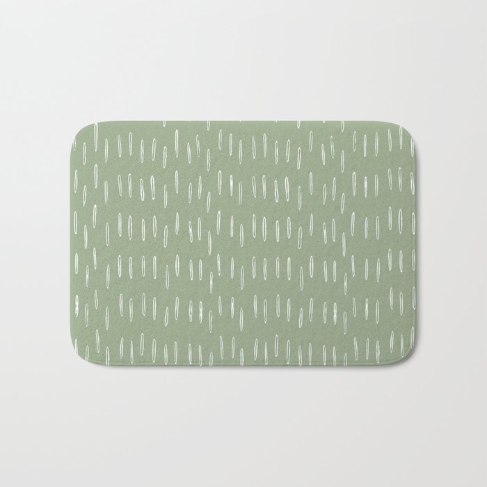 Raindrop Boho Abstract Pattern, Sage Green Bath Mat Gallery Image 1