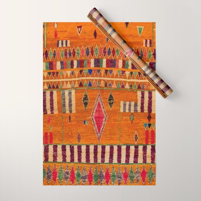 Orange Traditional Moroccan Design Wrapping Paper Gallery Image 1