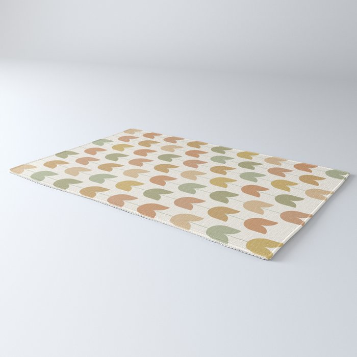 Spring Tulips XII Neutral Multicolor Mid Century Flowers Rug Gallery Image 3