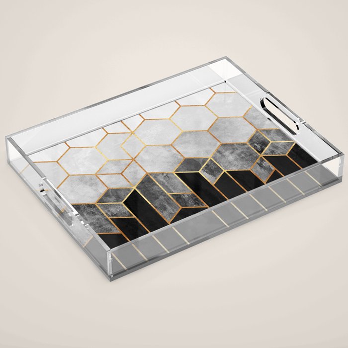 Charcoal Hexagons Acrylic Tray Gallery Image 1