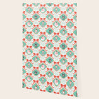 Christmas Dogs Festive Furry Holiday Ornaments Damask Pastel Green Wallpaper Gallery Image 2