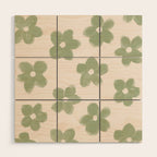 Sage Green Flowers Wood Wall Art Gallery Image 1