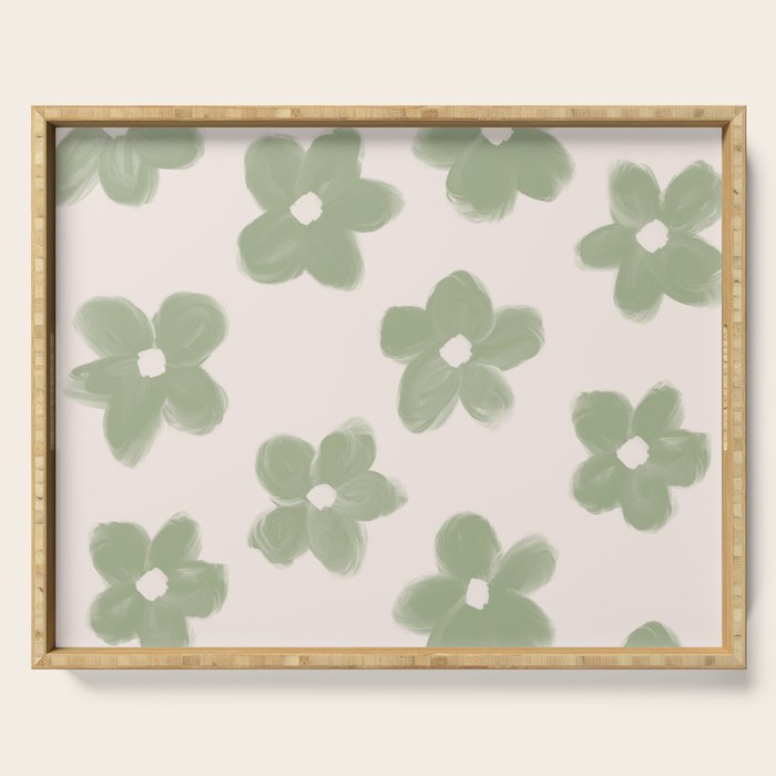 Sage Green Flowers Serving Tray Gallery Image 1