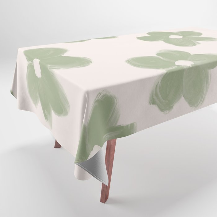 Sage Green Flowers Tablecloth Gallery Image 1