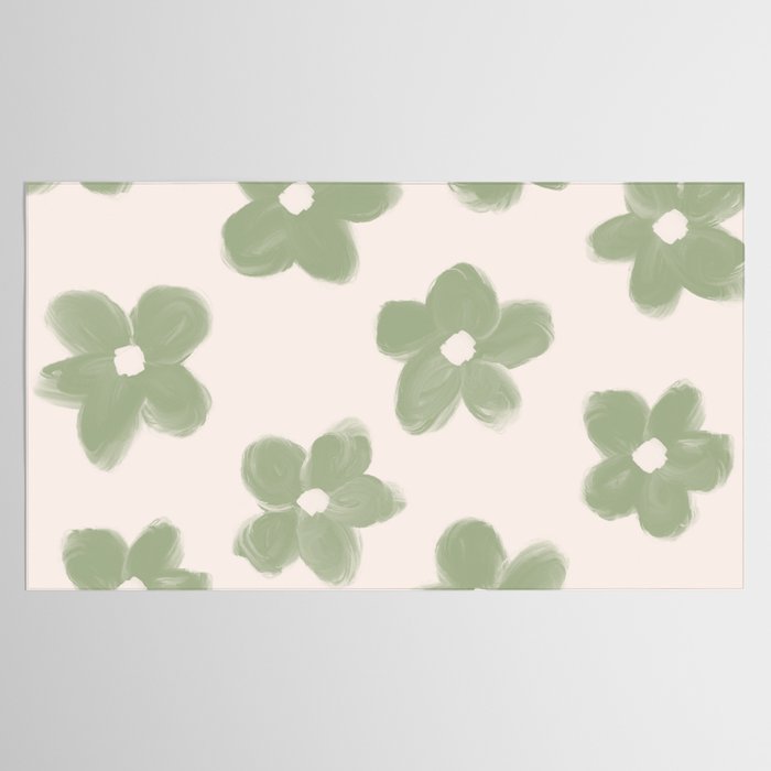 Sage Green Flowers Tablecloth Gallery Image 2