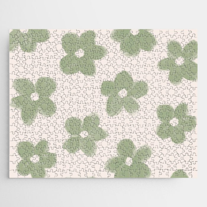 Sage Green Flowers Jigsaw Puzzle Gallery Image 1