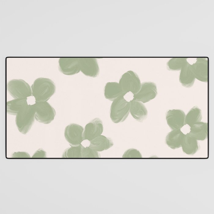 Sage Green Flowers Desk Mat Gallery Image 3