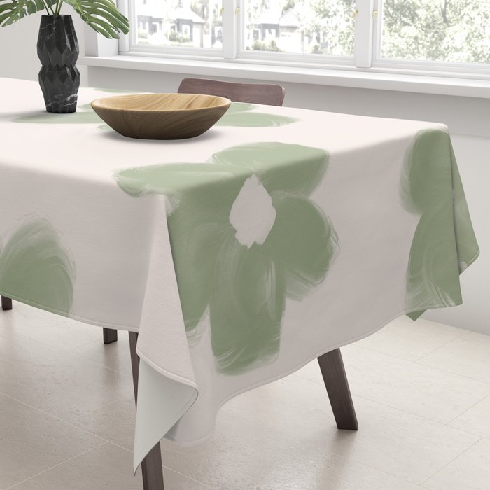 Sage Green Flowers Tablecloth Gallery Image 3