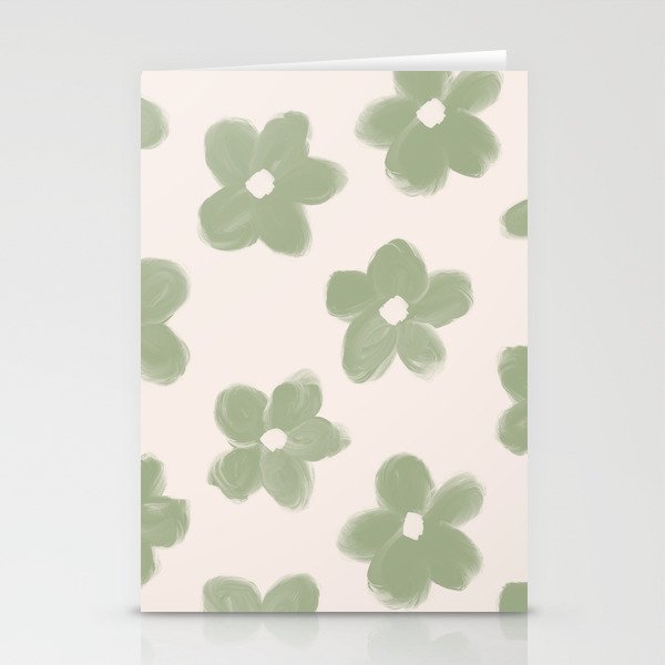 Sage Green Flowers Stationery Card Gallery Image 2