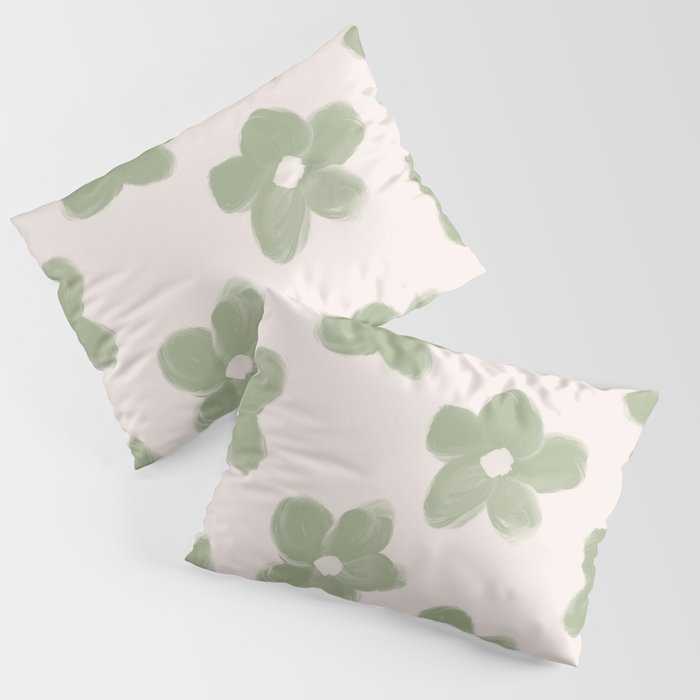 Sage Green Flowers Pillow Sham Gallery Image 3