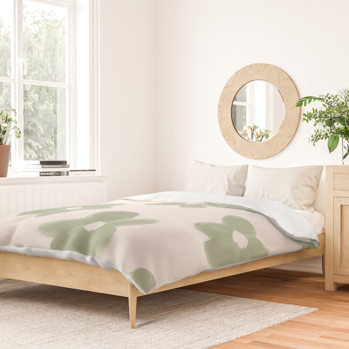 Sage Green Flowers Duvet Cover Gallery Image 2