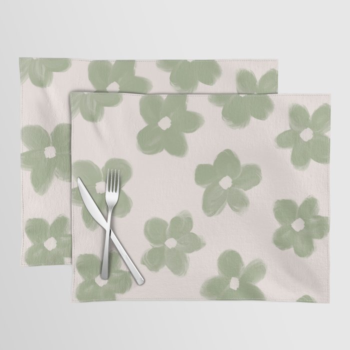 Sage Green Flowers Placemat Gallery Image 1
