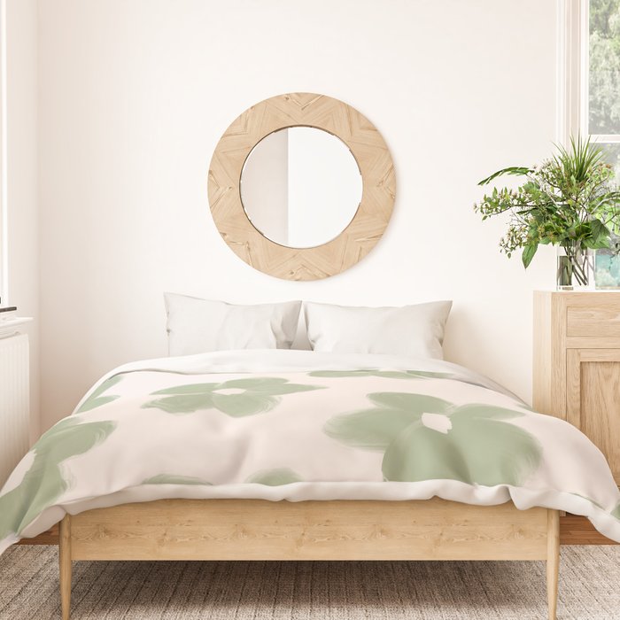 Sage Green Flowers Duvet Cover Gallery Image 3