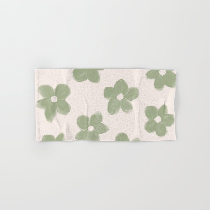 Sage Green Flowers Bath Towel Gallery Image 1