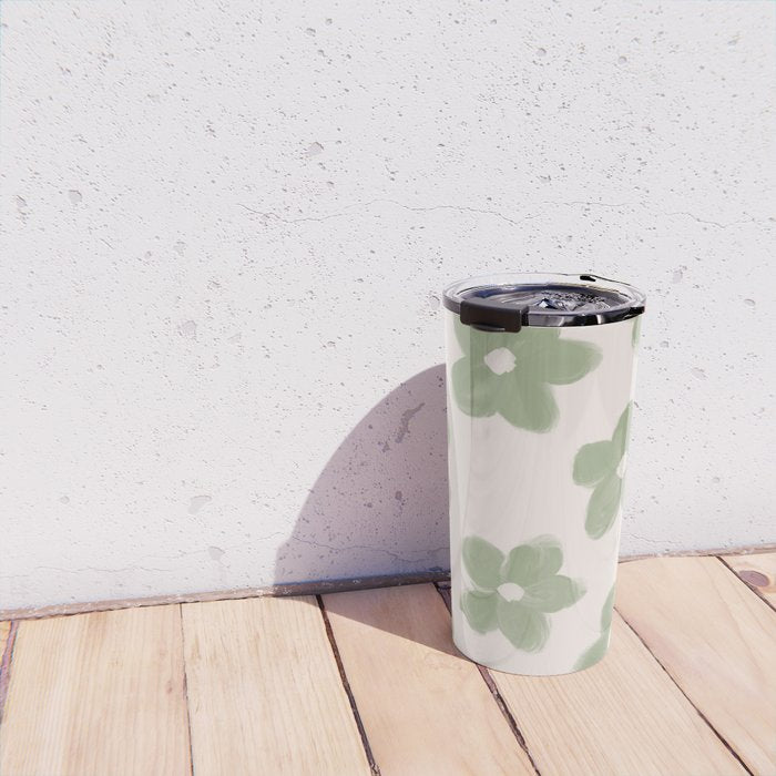 Sage Green Flowers Travel Mug Gallery Image 4