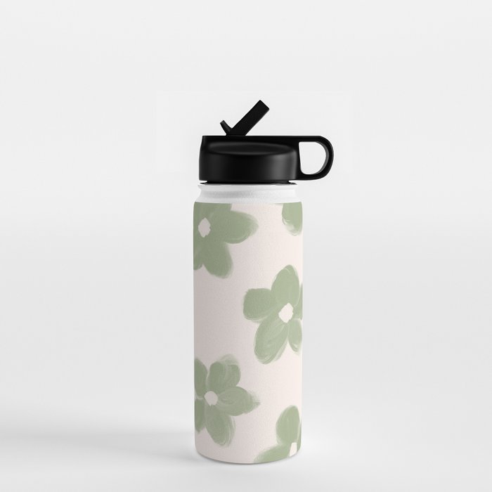 Sage Green Flowers Water Bottle Gallery Image 1