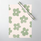 Sage Green Flowers Wrapping Paper Gallery Image 1