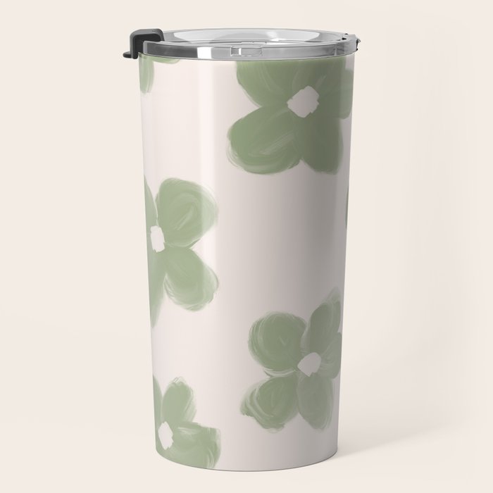 Sage Green Flowers Travel Mug Gallery Image 3