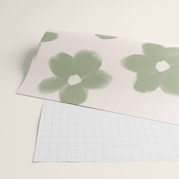 Sage Green Flowers Wrapping Paper Gallery Image 2