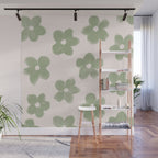 Sage Green Flowers Wall Mural Gallery Image 1