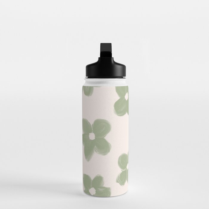 Sage Green Flowers Water Bottle Gallery Image 3