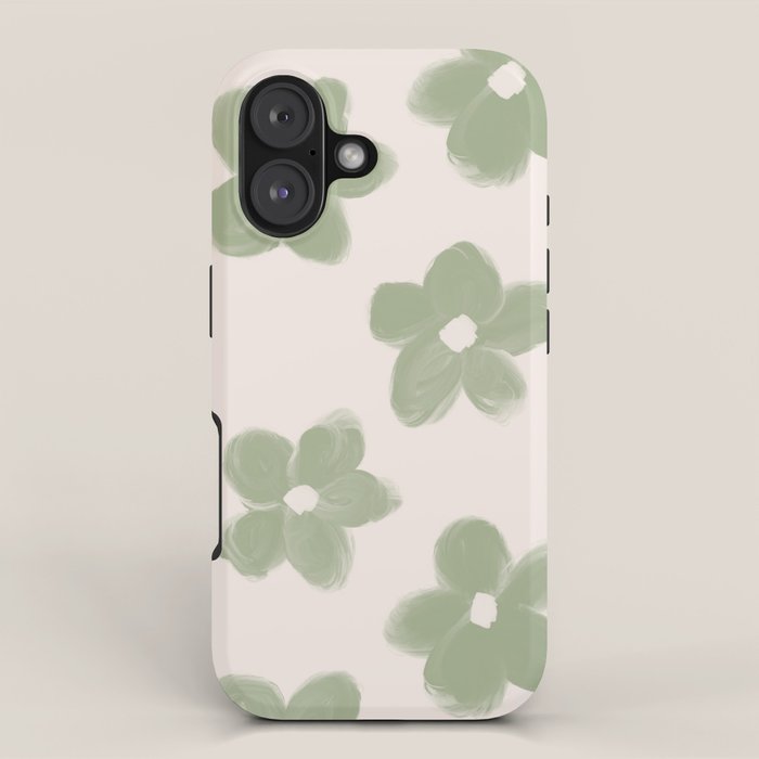 Sage Green Flowers iPhone Case Gallery Image 1