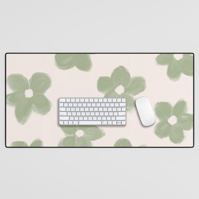 Sage Green Flowers Desk Mat Gallery Image 1