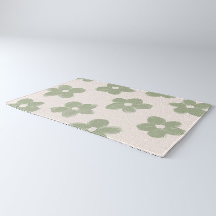 Sage Green Flowers Rug Gallery Image 3