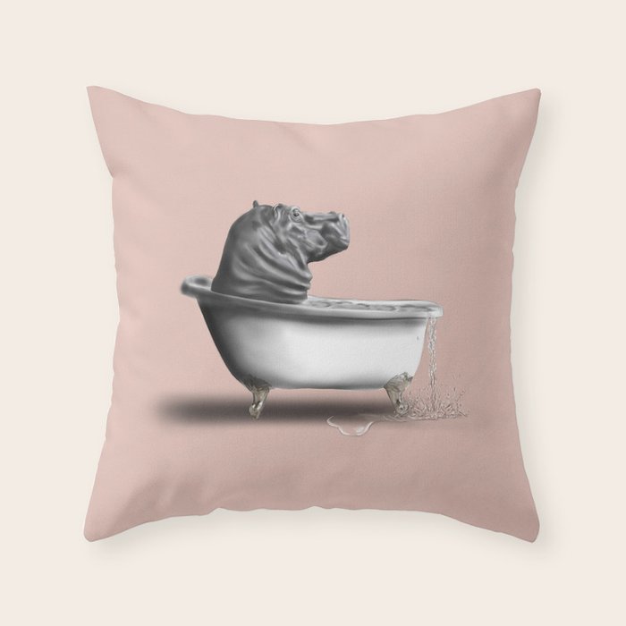 Hippo in Bath Throw Pillow Gallery Image 6