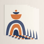 Abstract Shapes 14 in Orange and Navy Blue (Rainbow and Moon Phases Abstraction) Wrapping Paper Gallery Image 3