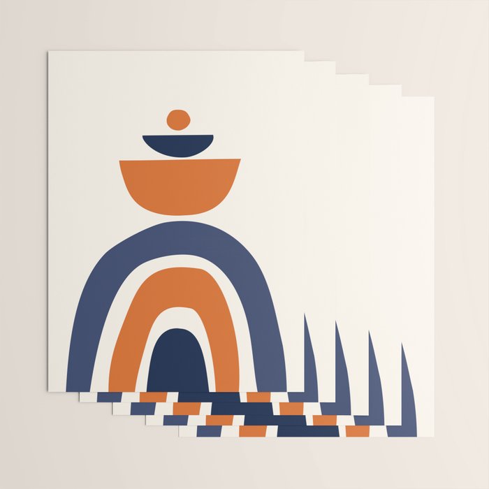 Abstract Shapes 14 in Orange and Navy Blue (Rainbow and Moon Phases Abstraction) Wrapping Paper Gallery Image 3