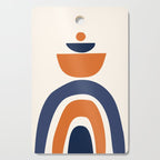 Abstract Shapes 14 in Orange and Navy Blue (Rainbow and Moon Phases Abstraction) Cutting Board Gallery Image 1