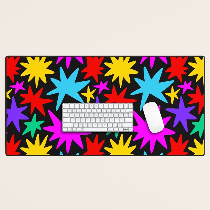 Colorful fun star shape art pattern Desk Mat Gallery Image 1