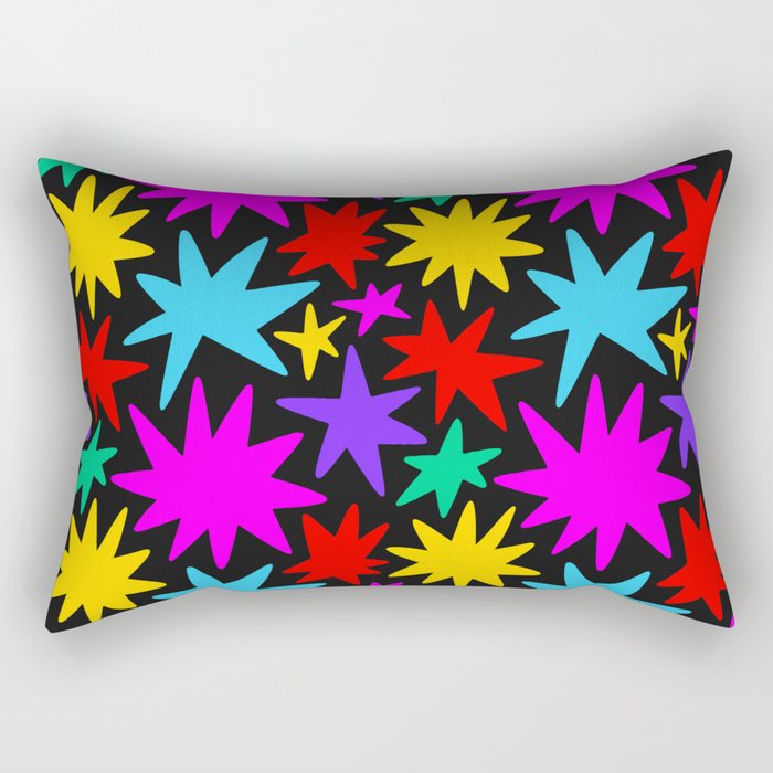 Colorful fun star shape art pattern Rectangular Pillow Gallery Image 1
